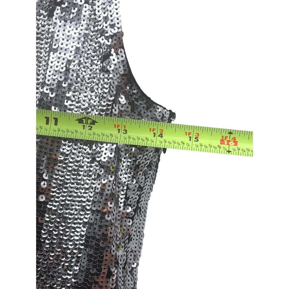 Michael Kors Dress Sequin Women Size 0 Silver Metallic Sleeveless‎ Evening Short
